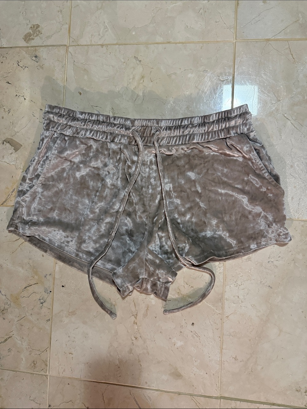 Forever 21 Velvet Drawstring Women's Shorts - muted pink
